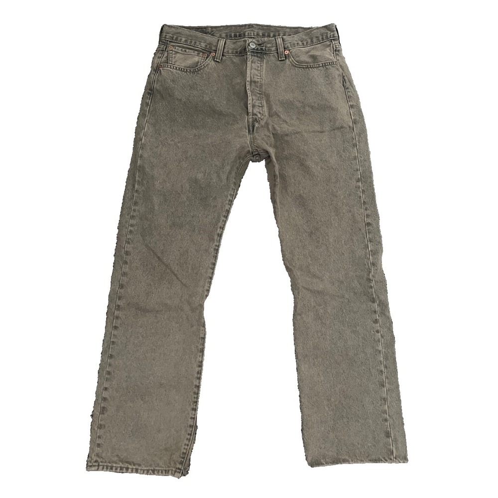 Levi's 501 Button Fly Jeans 36 x 32 Brown Beige Acid Wash Original Straight Leg